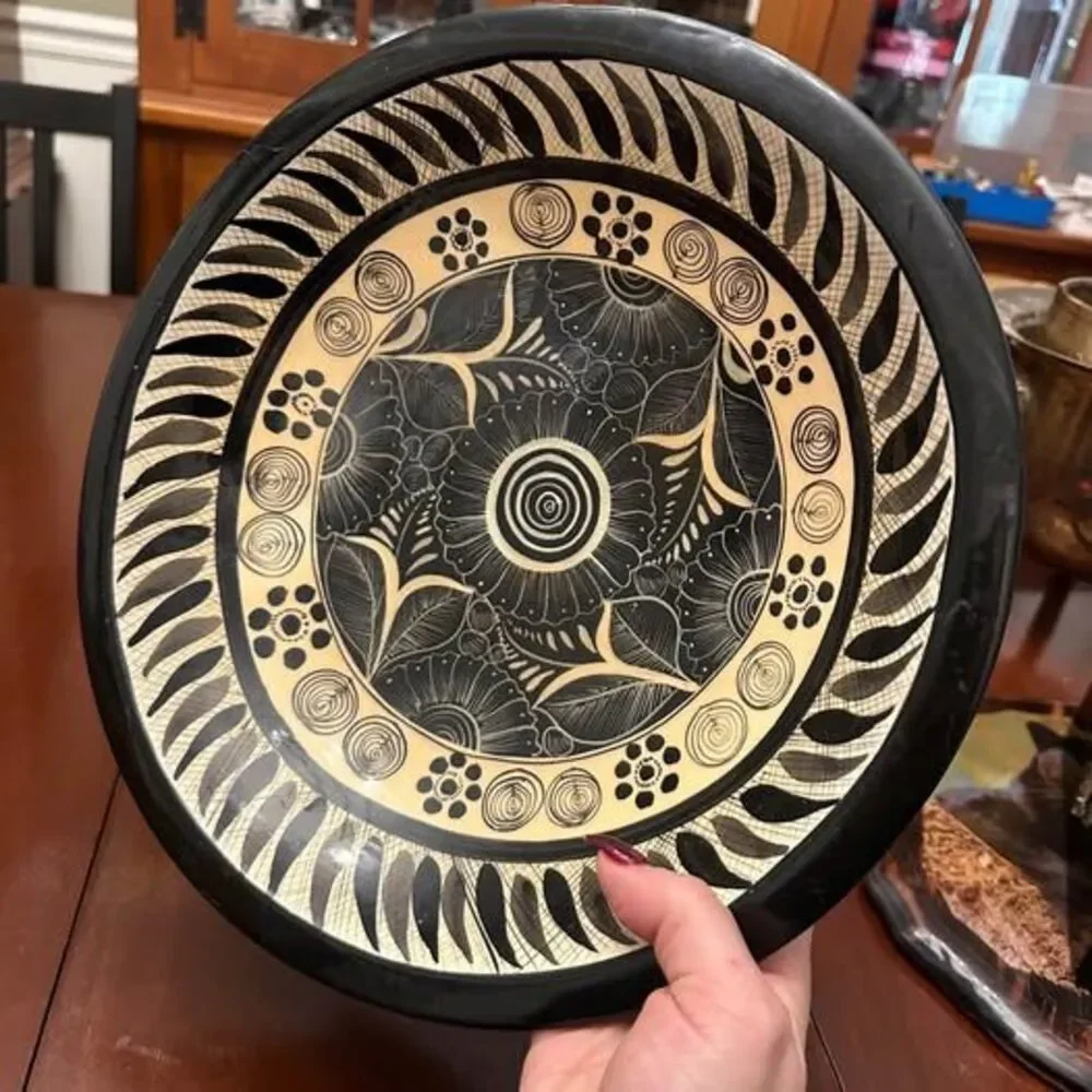 Hand Painted Wood Decorative Bowl